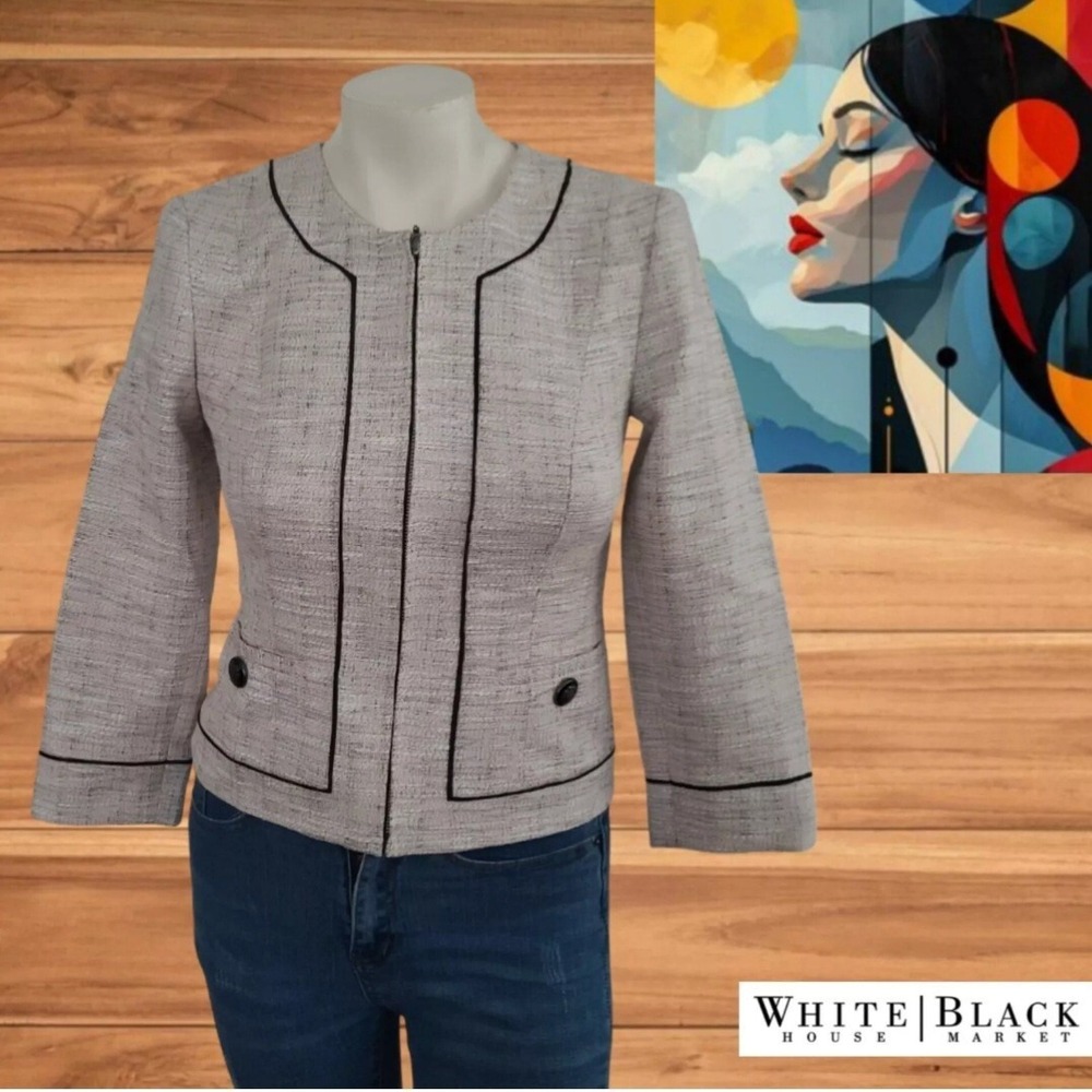 $160 White House Black Market  Blazer Women's Cotton Blend Sz‎ 00